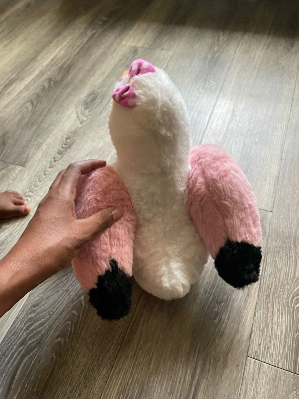 & Other Stories Pink, White and Orange Plush Squeaky Chick Toy
